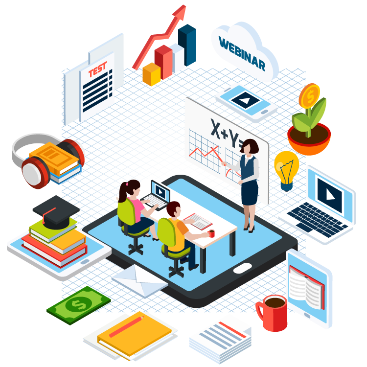 The woman is depicted actively using smart school management software for effective school operations management.
